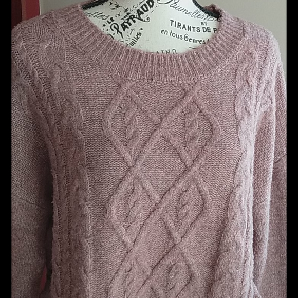 Marled Dusty Rose Sweater with side buttons, Large - Picture 2 of 9